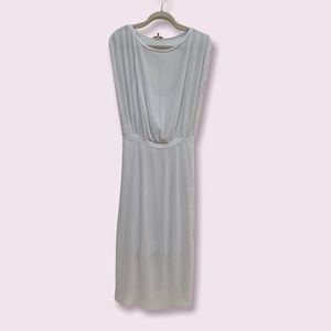 Anthropologie Bordeaux Pleated Maxi Dress Crew Neck Sleeveless Size S